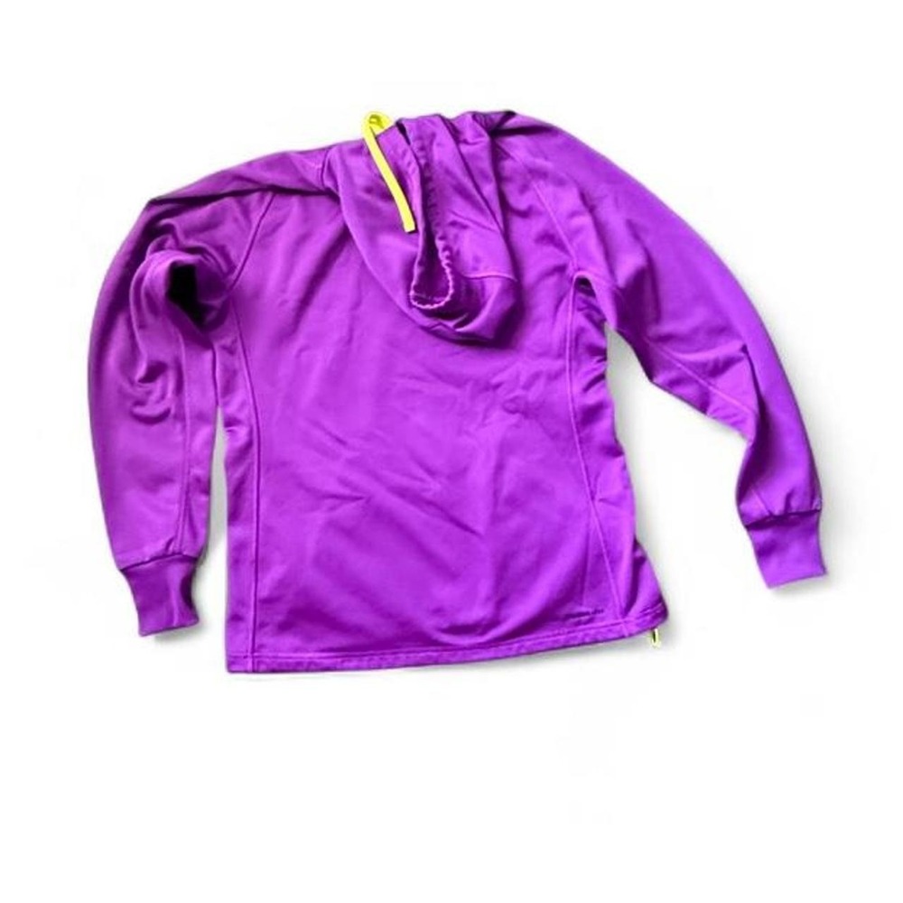 Nike Therma-FIT Womens M Purple Graphic Swoosh Hoodie Neon Yellow Pullover - Picture 4 of 4
